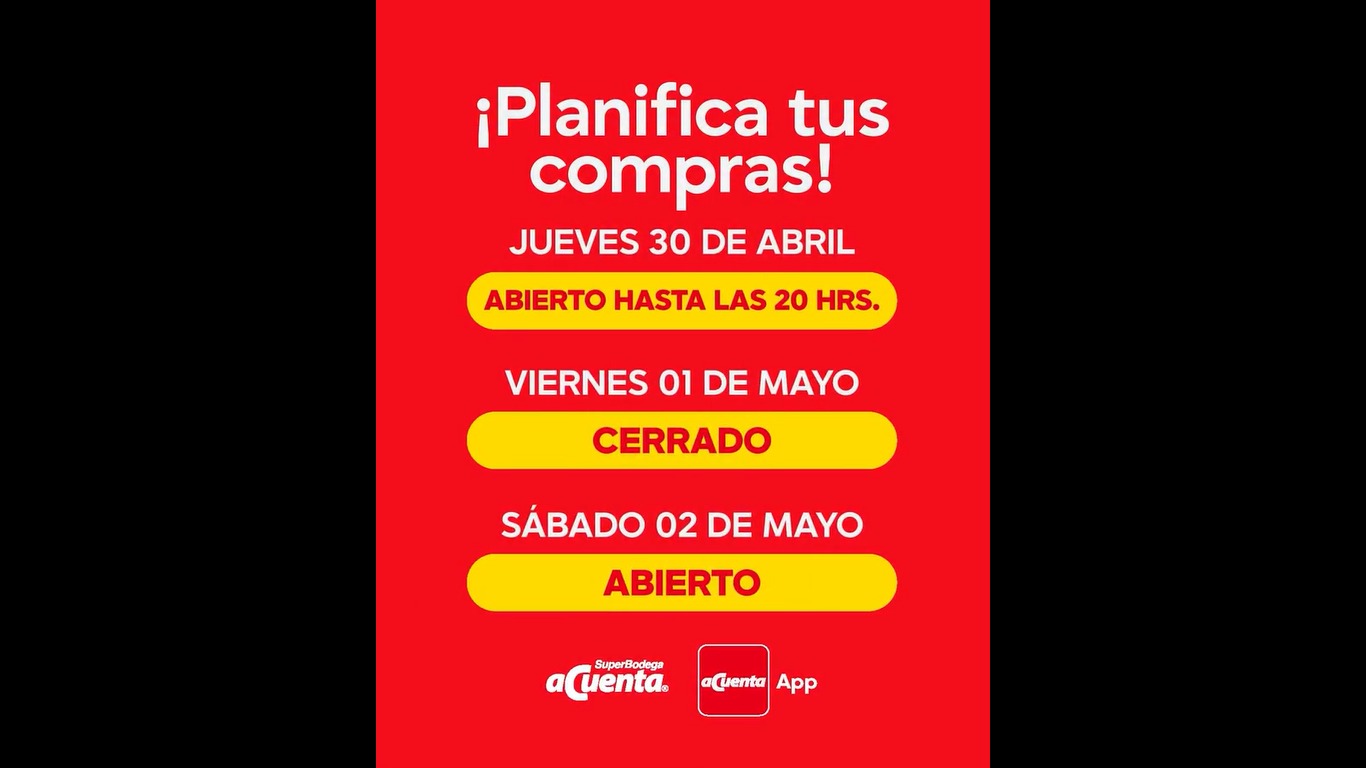 Los horarios de cierre de los supermercados en Chile este 30 de abril 2026