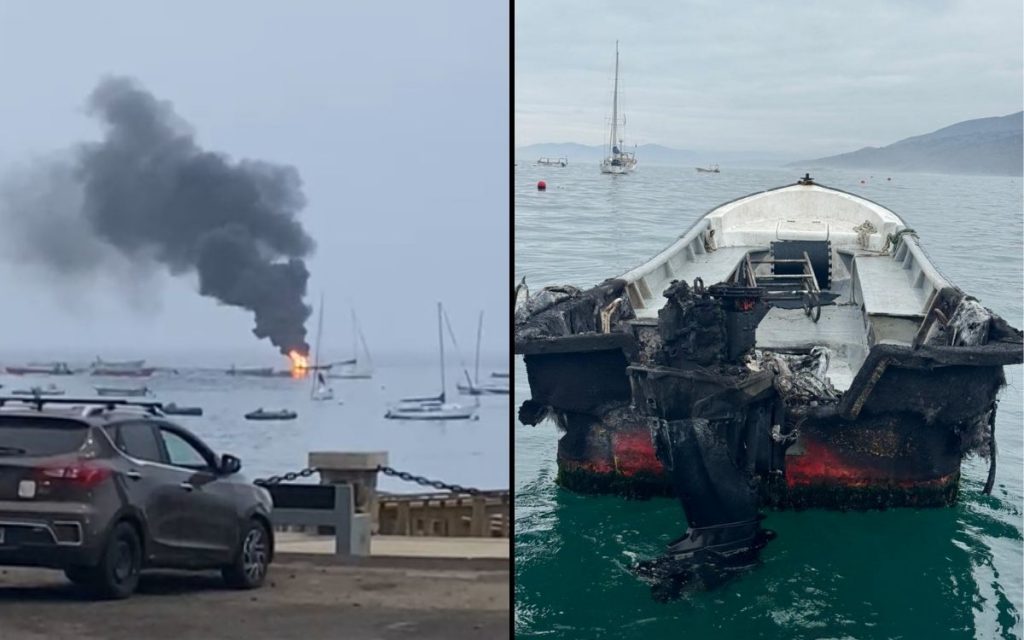 [VIDEO] Bote a motor se incendió en Papudo
