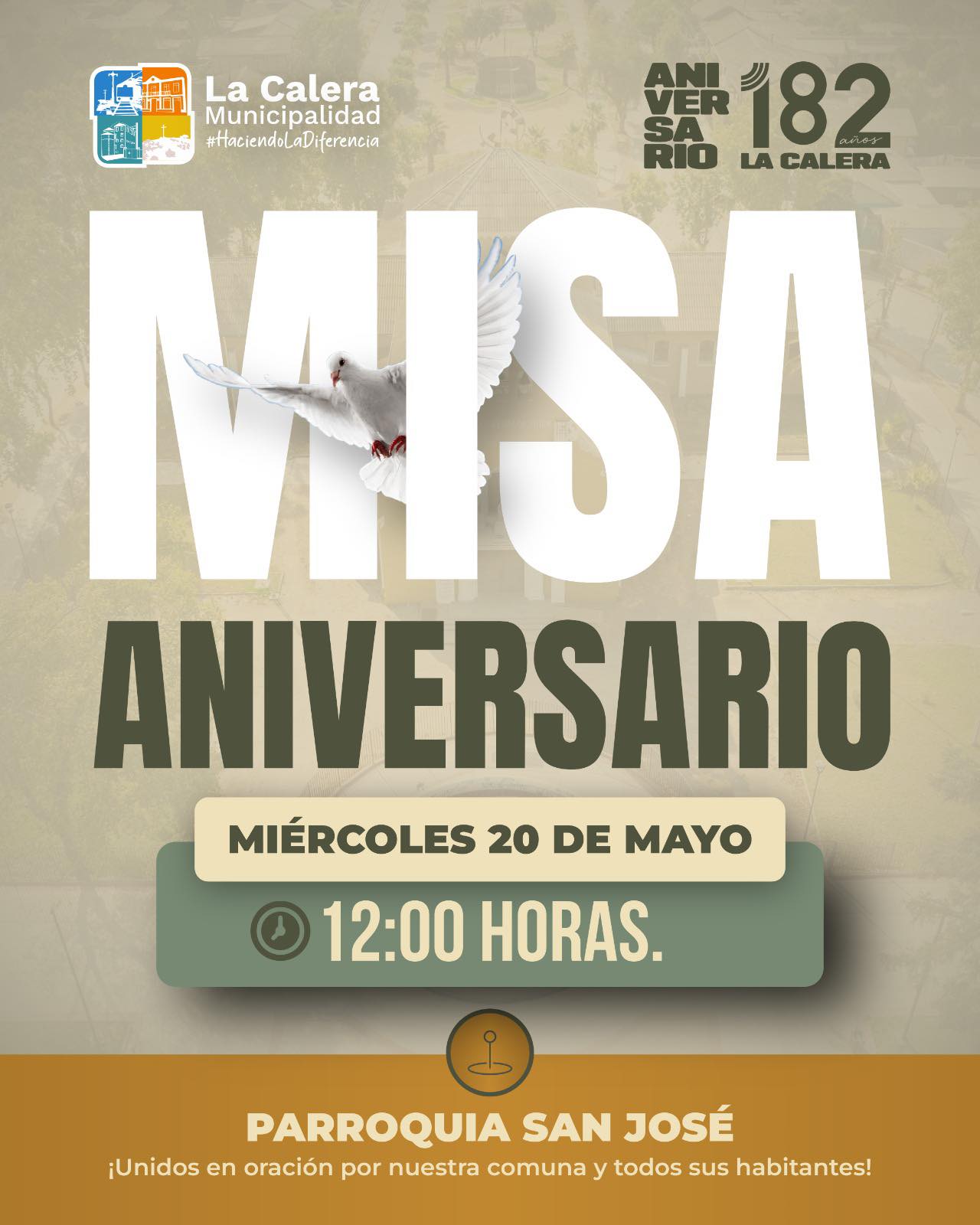 Con misa celebrarán el aniversario 182 de La Calera