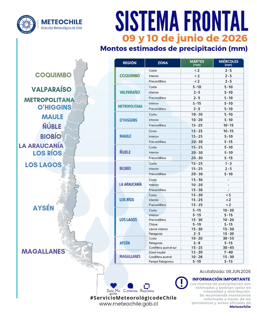 Lluvia en la región de Valparaíso el pronóstico por comuna