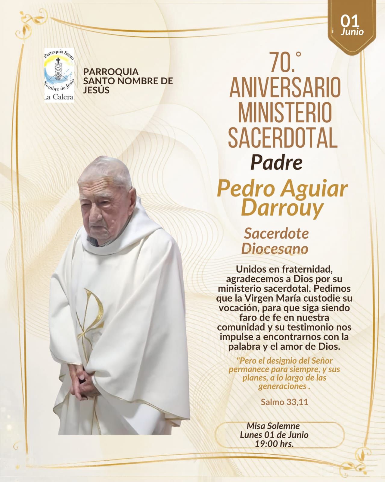 Se cumplen 70 años de sacerdocio del Padre Pedro Aguiar