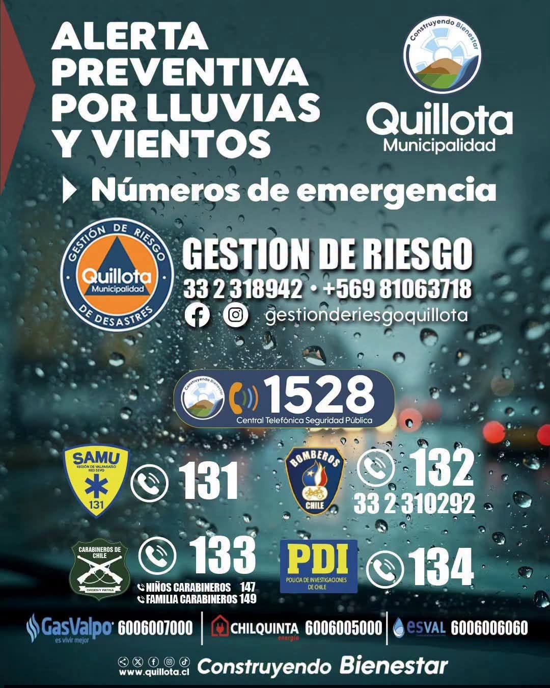 Números de emergencia en Quillota