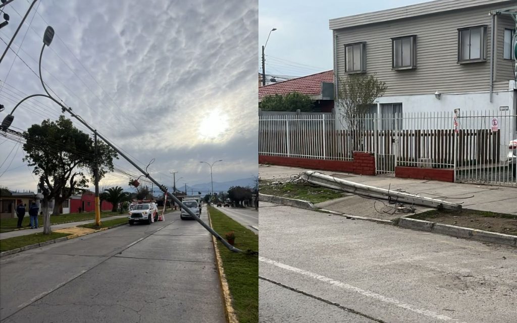 Chofer ebrio derribó con su móvil dos postes de la luz en la avenida Zumaeta de La Calera 