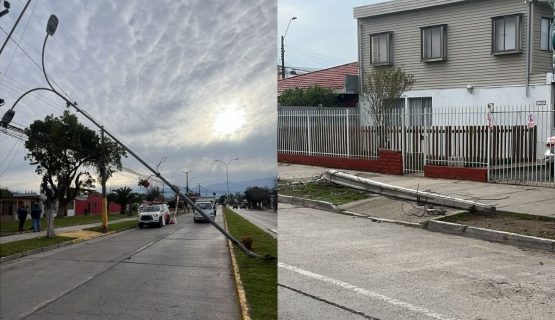 Chofer ebrio derribó con su móvil dos postes de la luz en la avenida Zumaeta de La Calera 