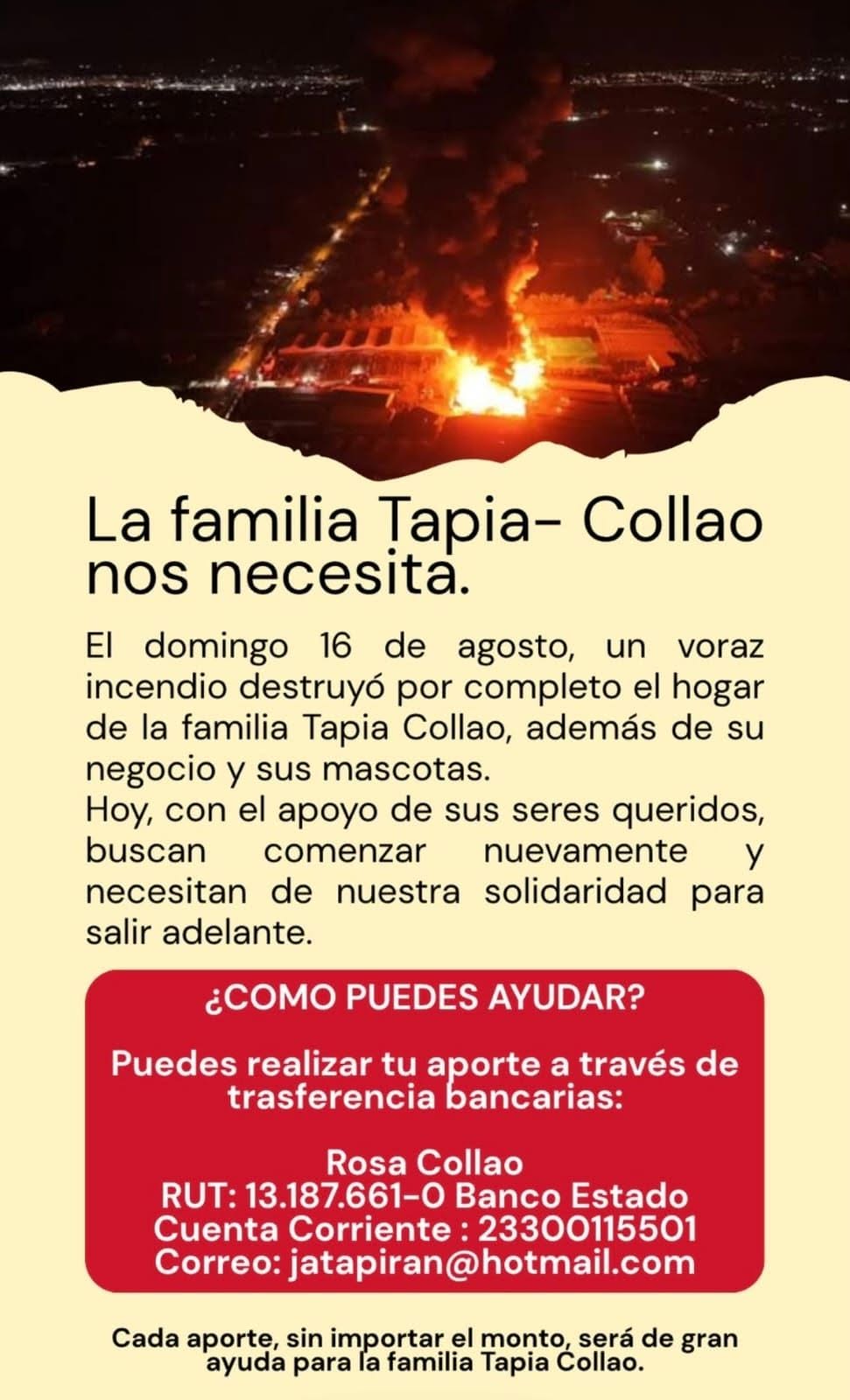 Solicitan apoyo para familia afectada por incendio en La Cruz