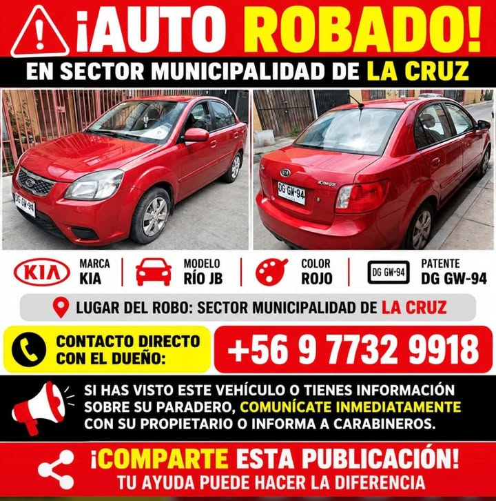 Roban vehículo estacionado cerca de la Municipalidad de La Cruz